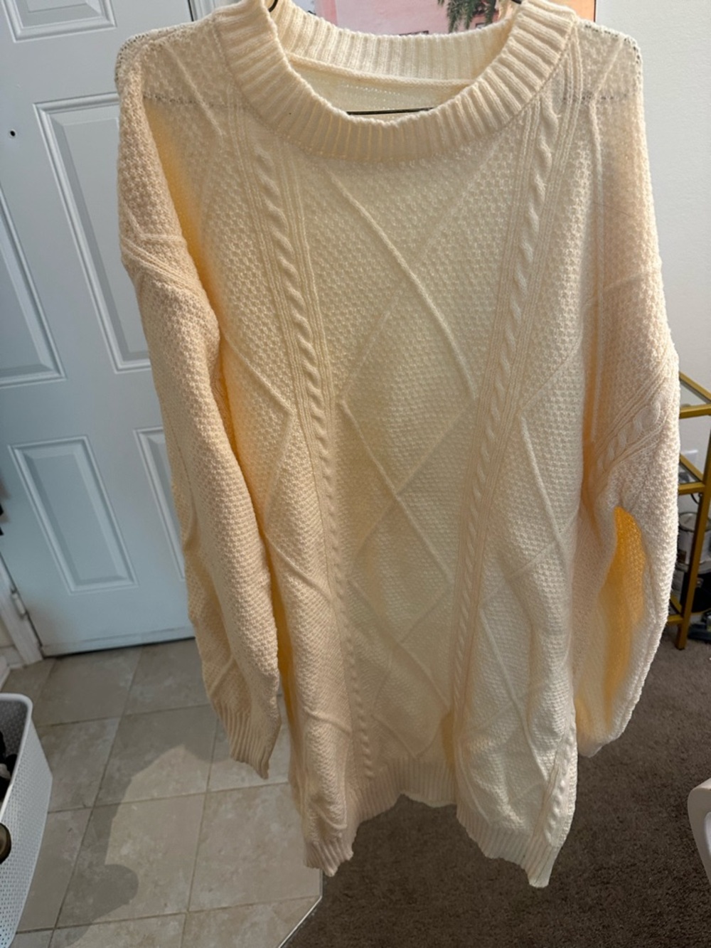 Cream Cable Knit Women's Sweater - Classic Cozy Pullover